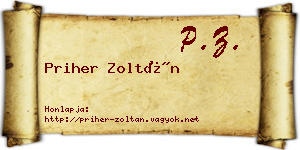 Priher Zoltán névjegykártya